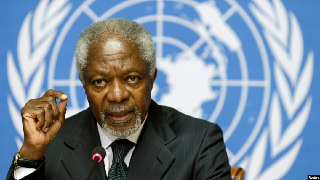 Mantan Sekjen PBB Kofi Annan, di Jenewa, 2 Agustus 2012. (Foto: dok).