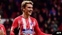 Antoine Griezmann célèbre son but lors contre le Deportivo Leganes, Madrid le 28 février 2018.