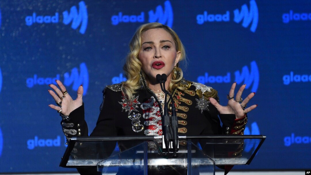 Madonna pada malam Penghargaan Media GLAAD tahunan ke-30 di New York Hilton Midtown, New York, 4 Mei 2019. (Foto: dok).