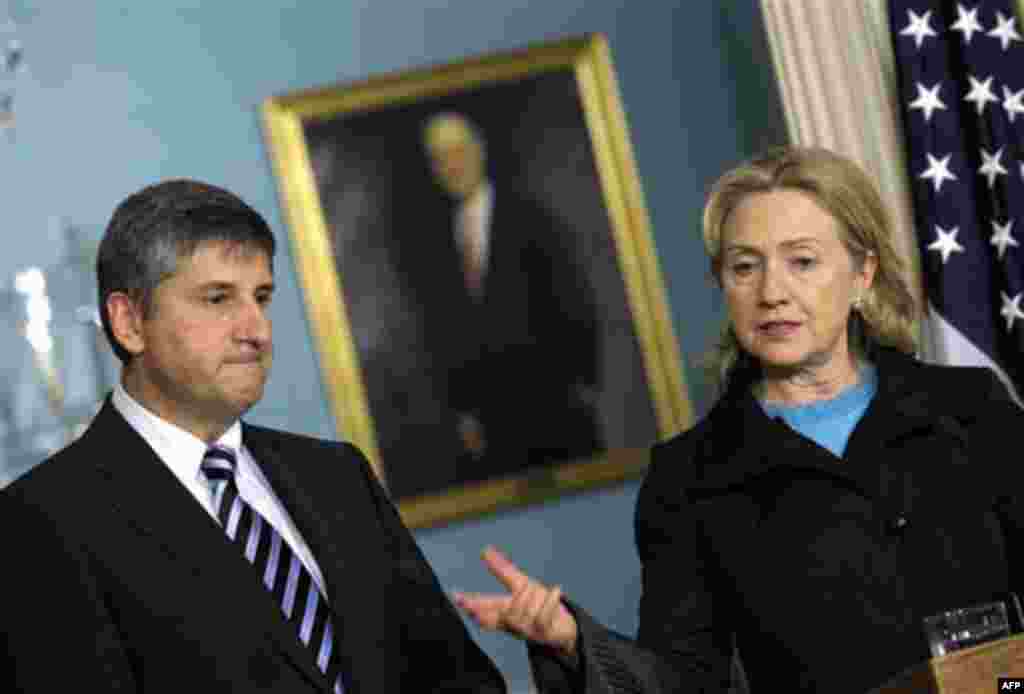 Secretary of State Hillary Rodham Clinton speaks as Austrian Foreign Minister Michael Spindelegger listens at the State Department in Washington, Tuesday, Nov. 16, 2010. (AP Photo/Susan Walsh)