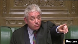 Speaker of the House John Bercow is seen after the vote on British Prime Minister Theresa May's Brexit deal, in London, Britain, Jan. 15, 2019 in this image taken from video.