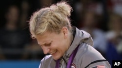 Kayla Harrison is overcome with emotion after winning gold medal in judo, Aug. 2, 2012