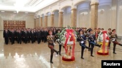 North Korean leader Kim Jong Un visits the Kumsusan Palace of the Sun in Pyongyang, in this undated photo released Dec. 16, 2018, by North Korea's Korean Central News Agency.