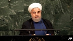 Le président iranien Hassan Rohani parle devant l'ONU, le 20 septembre 2017.