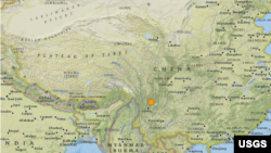美国地质调查局（USGS）网站显示的云南丽江地震震中位置（2022年1月2日截图）