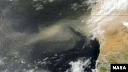 NASA satellite captures image of giant dust cloud from Western Sahara on Sept. 14, 2013. Winds carry the dust to the United States, South America and the Caribbean. Credit: NASA
