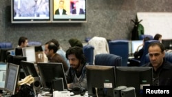 A view of the Press TV's Newsroom in Tehran, January 21, 2012. 