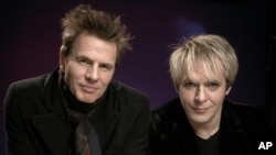  Recording artists John Taylor, left, and Nick Rhodes of the band Duran Duran pose for a portrait, Wednesday, March 30, 2011 in New York.