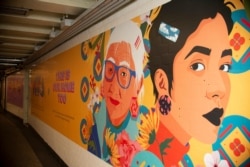 "I Still Believe in Our City" public art installation by Amanda Phingbodhipakkiya in New York's subway station.