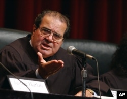 FILE - Justice Antonin Scalia joined law students at Chapman University to discuss a historical case.