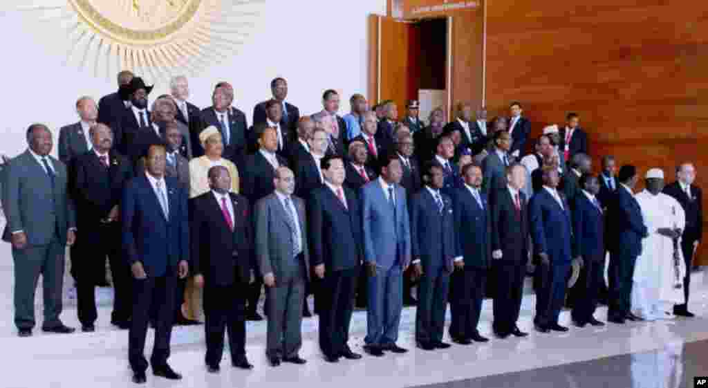 Viongozi wa Umoja wa Afrika kwenye mkutano wao mkuu Januari 2012
