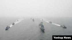 Angkatan Laut Korea Selatan tengah berlatih di perairan Laut Kuning (Foto: dok).