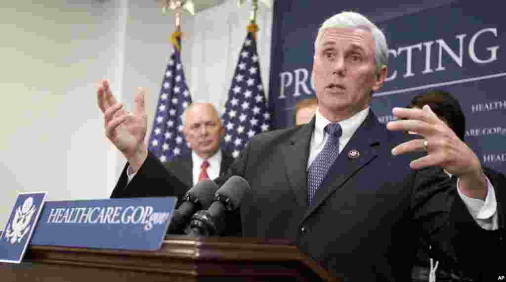 Rep. Mike Pence talks about health care during a news conference on Capitol Hill in Washington, D.C., Oct. 28, 2009.