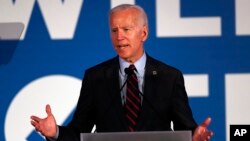 Democratic presidential candidate former Vice President Joe Biden speaks during the I Will Vote Fundraising Gala, June 6, 2019, in Atlanta.