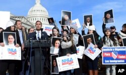 Rep. Joaquin Castro, D-Texas, speaks at a news conference on Capitol Hill in Washington, Jan. 19, 2018. Castro and others spoke in support of the Deferred Action for Childhood Arrivals program (DACA).