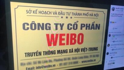 Truyền thông Việt Nam loan tin về sự xuất hiện của Cty Cổ phần Weibo ở Hà Nội. Photo Bao Moi