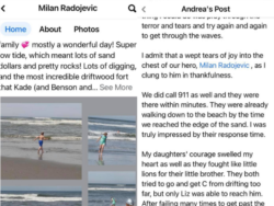 Objave na Fejsbuku o Milanovom spasavanju dece iz okeana