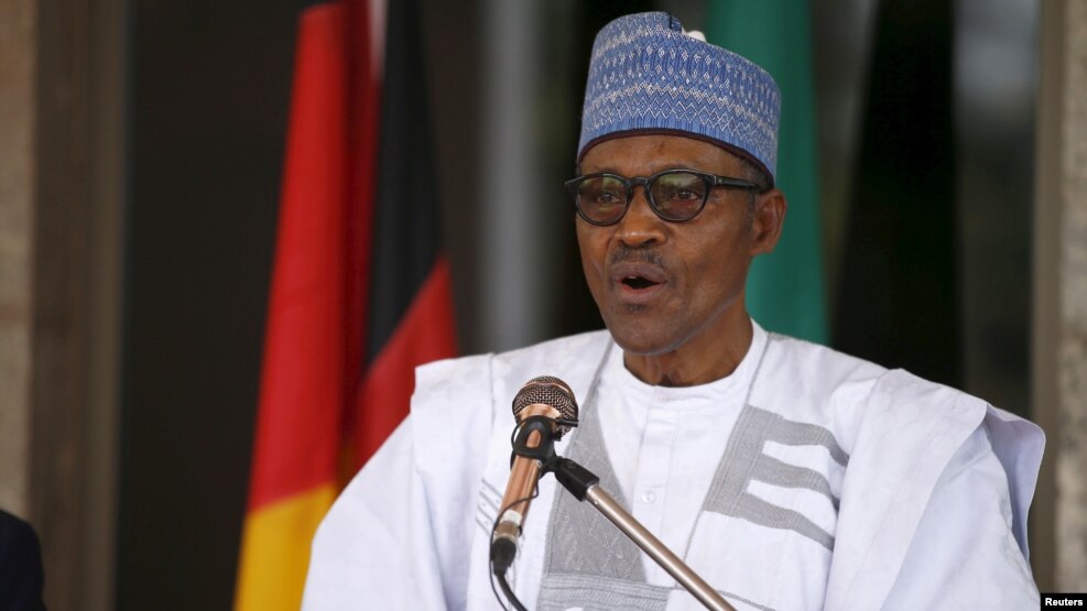 FILE - "I, again, call on our brothers in [the Niger Delta] who have taken to violent disruptions of economic infrastructure to come to the negotiating table," Nigeria's Muhammadu Buhari said in a New Year's message.