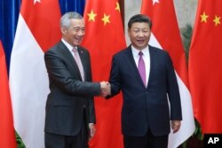 新加坡总理李显龙与中国国家主席习近平2017年9月20日在人民大会堂举行会晤