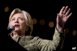 Democratic presidential candidate Hillary Clinton speaks at a rally at the Smith Center for the Performing Arts in Las Vegas, Oct. 12, 2016.