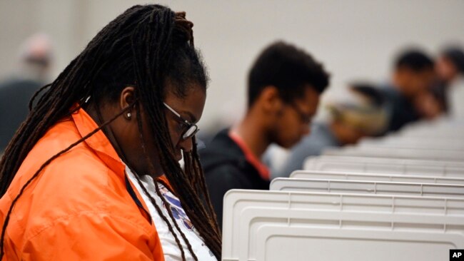 美国乔治亚州的选民提前到投票站进行中期选举投票。（2918年10月27日）