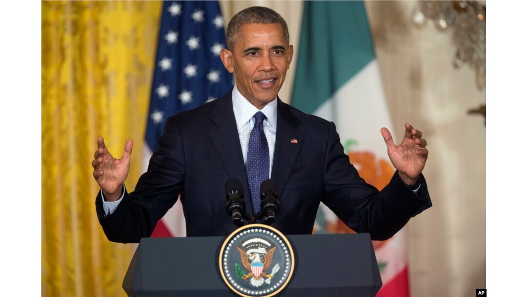 President Barack Obama answers questions during a joint news conference with Mexican President Enrique Pena Nieto in the East Room of the White House in Washington, July 22, 2016.