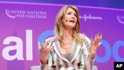 Oscar-nominated actress and philanthropist Laura Dern teams up with Johnson & Johnson to kick off the fifth annual Global Moms Relay, a social campaign to improve the health and well-being of moms, kids and families worldwide, in New York, May 4, 2017. 