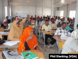 Students in a large language class in Djibouti.