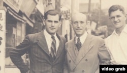 A photo of Arielle Salomon's grandfather, Abram Salomon, at left in photo.