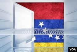 Venezuelans struggle to fill their refrigerators, as social media users tell VOA. (Photo illustration)