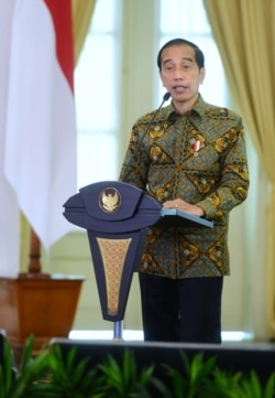 Presiden Jokowi dalam acara Pertemuan Tahunan Industri Jasa Keuangan Tahun 2022 dan Peluncuran Taksonomi Hijau Indonesia secara virtual dati Istana Kepresidenan Bogor Kamis, 20 Januari 2022. (Biro Setpres).