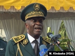 Defense Chief of Staff Lieutenant-General Rene Claude Meka speaks at the Defense headquarters in Yaounde, Cameroon, Jan. 21 2019.