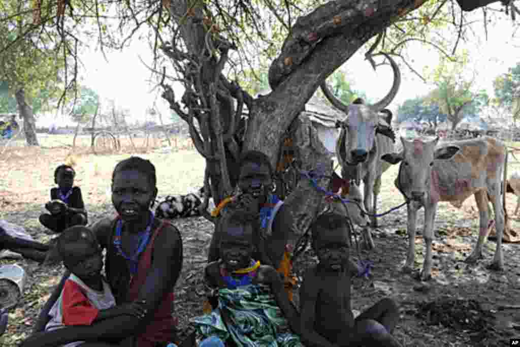 A handout picture released by the UN on January 5, 2012 shows internally displaced persons resting in Pibor, Jonglei state after fleeing the surrounding areas following a wave of bloody ethnic violence.