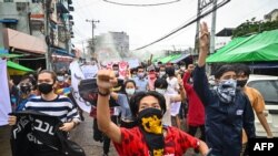 ဖိနှိပ်မှုကြားက ရန်ကုန်က အာဏာသိမ်း ဆန့်ကျင် ဆန္ဒပြပွဲတခု 