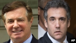 Dari kiri: Paul Manafort, Mantan Pimpinan Kampanye Kepresidenan Donald Trump, dan Michael Cohen, mantan pengacara pribadi Trump. (Foto: dok).