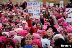 People gather for the Women's March in Washington. Shannon Stapleton/Reuters