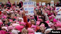 People gather for the Women's March in Washington. Shannon Stapleton/Reuters