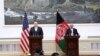 Afghan President Ashraf Ghani (right), and U.S. Secretary of State Mike Pompeo speak at a joint press conference at the Presidential Palace, in Kabul, Afghanistan, July 9, 2018.