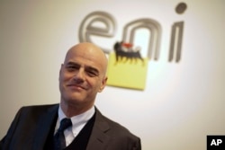 FILE - Italian energy giant Eni, whose CEO is Claudio Descalzi, announced it has discovered a "supergiant" natural gas field off Egypt. A company statement is calling it the "largest-ever" found in the Mediterranean Sea.