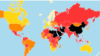 چند کشور از جمله ایران و عربستان در این نقشه به رنگ سیاه مشخص شده اند که نشان از وضع وخیم آزادی بیان در این کشورها دارد.
