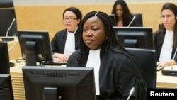 FILE - ICC chief prosecutor Fatou Bensouda looks on during the case against Congolese militia leader Bosco Ntaganda [not shown] at the International Criminal Court in The Hague, February 2014.