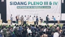 Suasana pemilihan Ketua Umum Pengurus Besar Nahdlatul Ulama (NU) dalam muktamar NU yang ke-34 yang berlangsung di Lampung, pada 24 Desember 2021. (Foto: Tangkapan Layar)