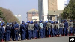 Armed Riot Police Presence in Harare Zimbabwe Elections