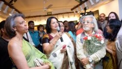 Sabrina Islam at the opening of her first solo photo exhibition with Late Anwar Hossain and US Amb to Bangladesg Marcia Bernicat