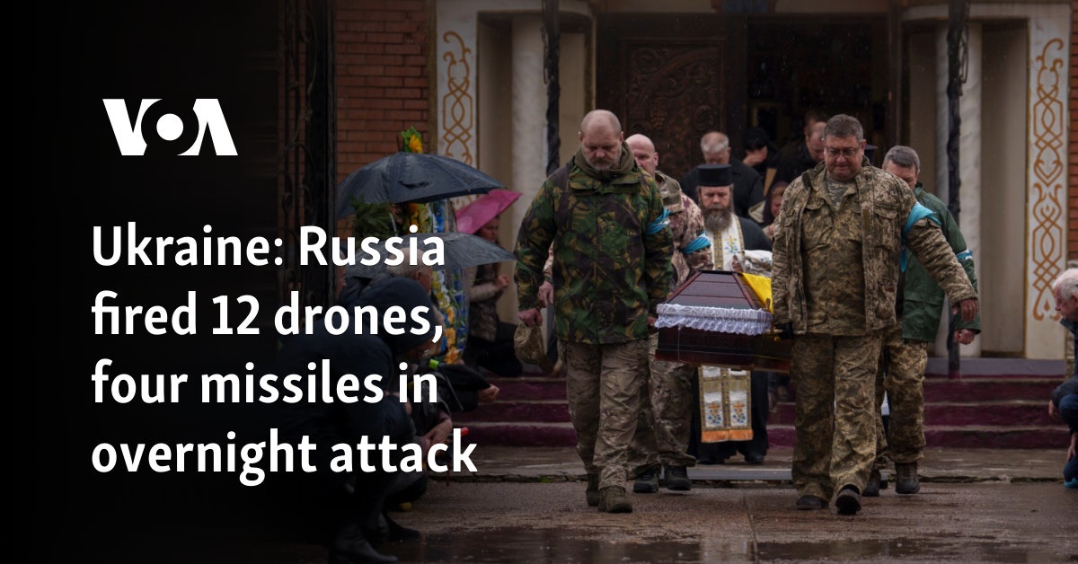 Ukraine: Russia fired 12 drones, four missiles in overnight attack