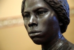 A bronze statue of abolitionist Harriet Tubman is seen during a private viewing ahead of its unveiling at the Maryland State House, Monday, February 10, 2020, in Annapolis.