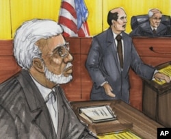 A June 7, 2011 courtroom sketch shows Chicago businessman Tahawwur Rana (L) in federal court in Chicago.