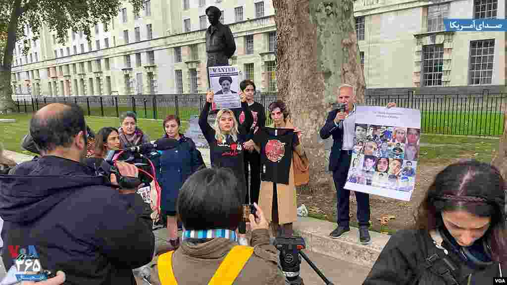 گروهی از ایرانیان در اعتراض به حضور علی باقری کنی معاون وزارت خارجه دولت ابراهیم رئیسی، مقابل دفتر نخست وزیر بریتانیا تجمع کردند.