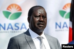 Kenyan opposition leader Raila Odinga of the National Super Alliance speaks during a news conference in Nairobi, Kenya, Feb. 1, 2018.