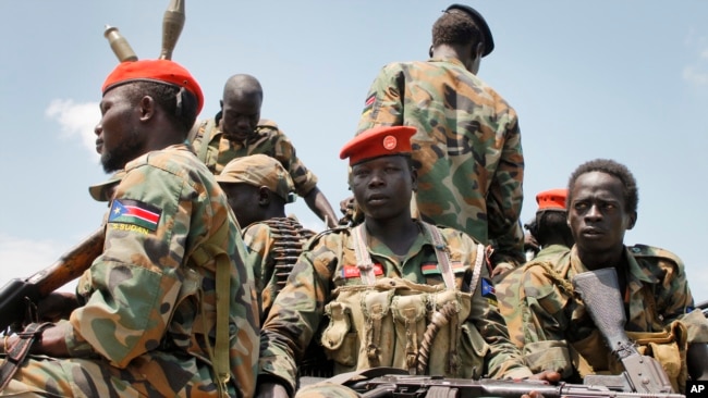 FILE - South Sudanese government soldiers are shown in October 2016.